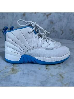 Jordan 12 Retro Toddler Youth Size 9C Shoes White Blue Athletic Trainer Sneakers